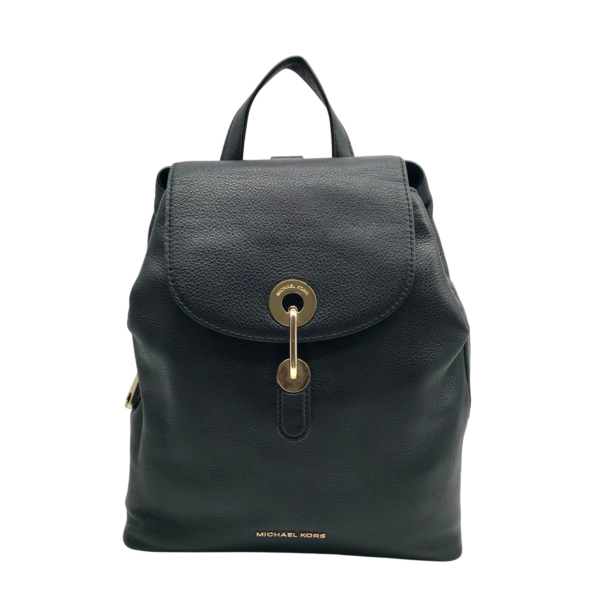 Michael Kors Black Pebbled Leather Raven Medium Backpack 