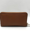 Michael Kors Brown Saffiano Leather Jet Set Zip Around Wallet