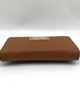 Michael Kors Brown Saffiano Leather Jet Set Zip Around Wallet