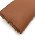 Michael Kors Brown Saffiano Leather Jet Set Zip Around Wallet
