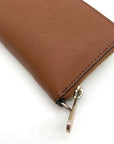 Michael Kors Brown Saffiano Leather Jet Set Zip Around Wallet