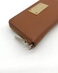 Michael Kors Brown Saffiano Leather Jet Set Zip Around Wallet