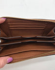 Michael Kors Brown Saffiano Leather Jet Set Zip Around Wallet