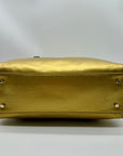 Kate Spade Beige Melinda Flicker Metallic Gold Satchel Bag