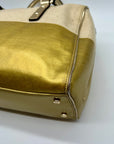 Kate Spade Beige Melinda Flicker Metallic Gold Satchel Bag