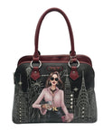 Nicole Lee Black Career Woman Faux Leather Dome Satchel