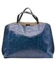 Old Trend Navy Blue Slouchy Leather Forest Island Tote Bag
