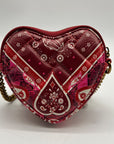 Red Paisely Kurt Geiger London Micro Heart Crossbody Bag