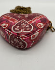 Red Paisely Kurt Geiger London Micro Heart Crossbody Bag