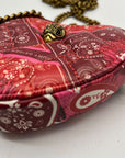 Red Paisely Kurt Geiger London Micro Heart Crossbody Bag