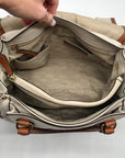 Michael Kors Beige & Brown Leather Margo Satchel