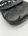 Bally Black Imitation Snake Leather Vintage Crossbody Bag