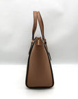 Michael Kors Vanilla & Acorn Coated Canvas Small Taryn Top Zip Satchel