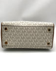 Michael Kors Vanilla & Acorn Coated Canvas Small Taryn Top Zip Satchel