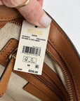 Michael Kors Vanilla & Acorn Coated Canvas Small Taryn Top Zip Satchel
