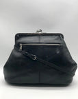 Patricia Nash Black Pebbled Leather Convertible Kiss-Lock Satchel