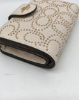 Coach Chalk Pebbled Leather Signature Rivets Corner Zip Wallet