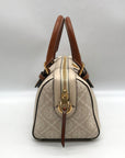 Tory Burch Beige Jacquard Monogram Logo Petite Barrel Bag