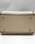 Tory Burch Beige Jacquard Monogram Logo Petite Barrel Bag