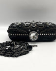 Mary Frances Sublime Black Beaded & Jeweled Embellished Clutch