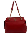 Badgley Mischka Red Faux Leather Chain Strap Shoulder Bag