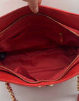 Badgley Mischka Red Faux Leather Chain Strap Shoulder Bag