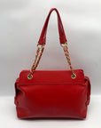Badgley Mischka Red Faux Leather Chain Strap Shoulder Bag