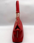 Badgley Mischka Red Faux Leather Chain Strap Shoulder Bag