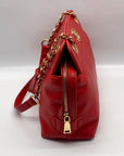 Badgley Mischka Red Faux Leather Chain Strap Shoulder Bag