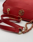 Badgley Mischka Red Faux Leather Chain Strap Shoulder Bag