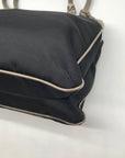 Brighton Black Fabric And Faux Python Embossed Leather Trim Shoulder Bag