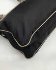 Brighton Black Fabric And Faux Python Embossed Leather Trim Shoulder Bag