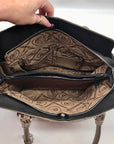 Brighton Black Fabric And Faux Python Embossed Leather Trim Shoulder Bag