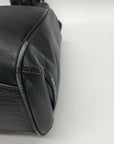 Cole Hann Black Pebbled Leather Drawstring Bucket Bag