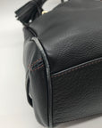 Cole Hann Black Pebbled Leather Drawstring Bucket Bag