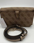 Guess Latte Noelle Flap Organizer Crossbody Bag