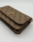 Guess Latte Noelle Flap Organizer Crossbody Bag