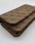 Guess Latte Noelle Flap Organizer Crossbody Bag