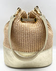 Borse In Pelle Tan Raffia Mini Bucket Bag