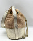 Borse In Pelle Tan Raffia Mini Bucket Bag