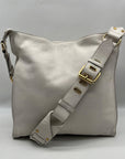 Diane Von Furstenburg White Pebbled Leather Crossbody Bag