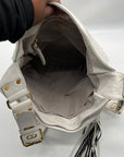 Diane Von Furstenburg White Pebbled Leather Crossbody Bag
