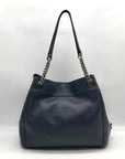 Coach Dark Blue Pebbled Leather Edie Turn-lock Shoulder Bag 36855