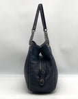 Coach Dark Blue Pebbled Leather Edie Turn-lock Shoulder Bag 36855