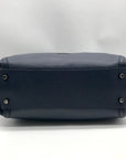 Coach Dark Blue Pebbled Leather Edie Turn-lock Shoulder Bag 36855