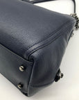 Coach Dark Blue Pebbled Leather Edie Turn-lock Shoulder Bag 36855