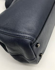 Coach Dark Blue Pebbled Leather Edie Turn-lock Shoulder Bag 36855
