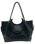 Sondra Roberts Black Leather Squared Tote Bag