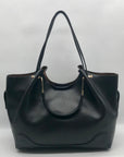 Sondra Roberts Black Leather Squared Tote Bag