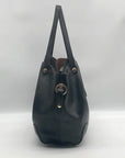 Sondra Roberts Black Leather Squared Tote Bag
